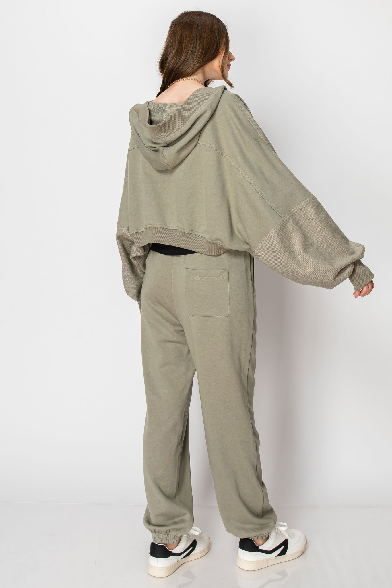 Hooded Bolero Shrug Long Sleeve Cardigan Jogger Pants Set