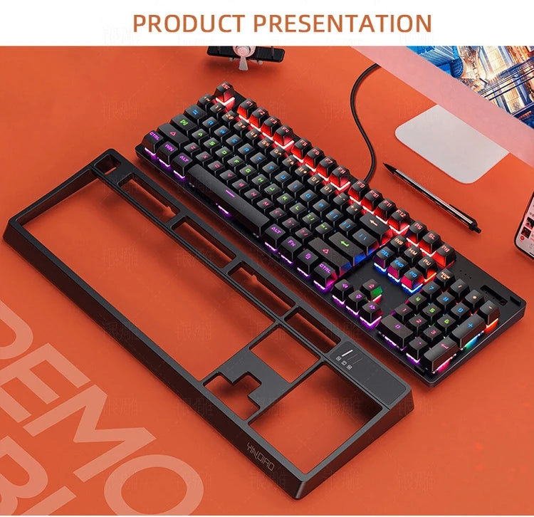 K300 Detachable Panel Real Mechanical Keyboard Luminous Game Green Axis Wired USB Cross-Border Wholesale