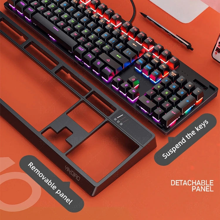 K300 Detachable Panel Real Mechanical Keyboard Luminous Game Green Axis Wired USB Cross-Border Wholesale