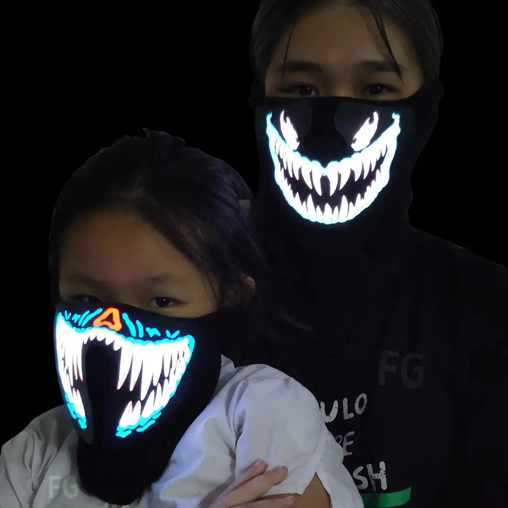 LED Glow Party Mask Sound Activated EL Mask Using for Halloween Festival,night Clubs
