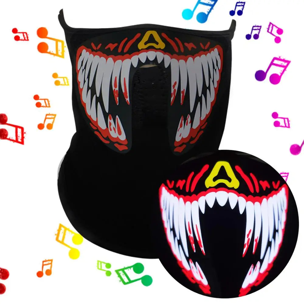 LED Glow Party Mask Sound Activated EL Mask Using for Halloween Festival,night Clubs