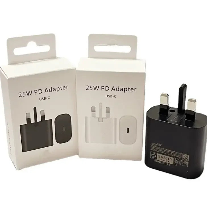 Travel Adapter PD 25W Super Fast Charging USB C Wall Plug Charger PD 25W Fast Wall Charger UK Plug for Samsung Adaptor
