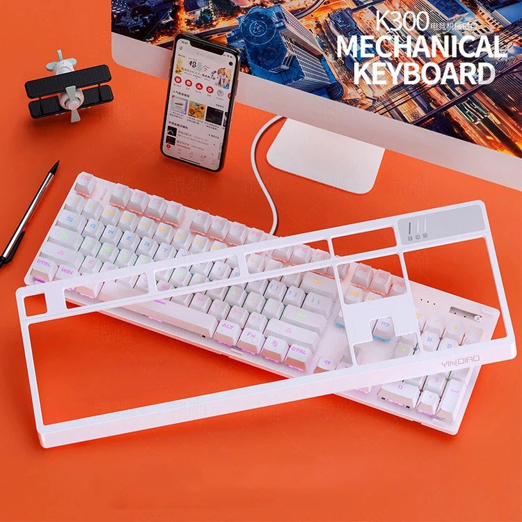 K300 Detachable Panel Real Mechanical Keyboard Luminous Game Green Axis Wired USB Cross-Border Wholesale