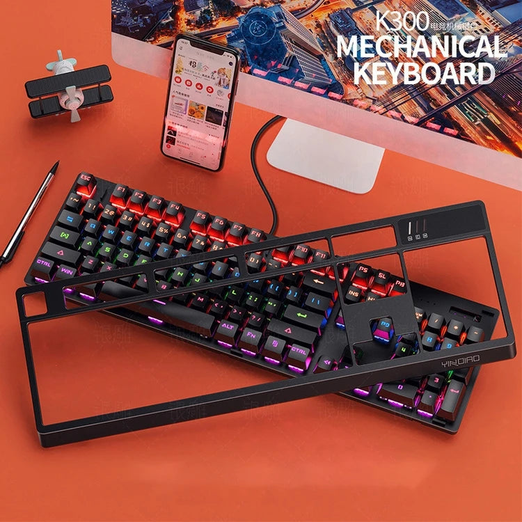 K300 Detachable Panel Real Mechanical Keyboard Luminous Game Green Axis Wired USB Cross-Border Wholesale