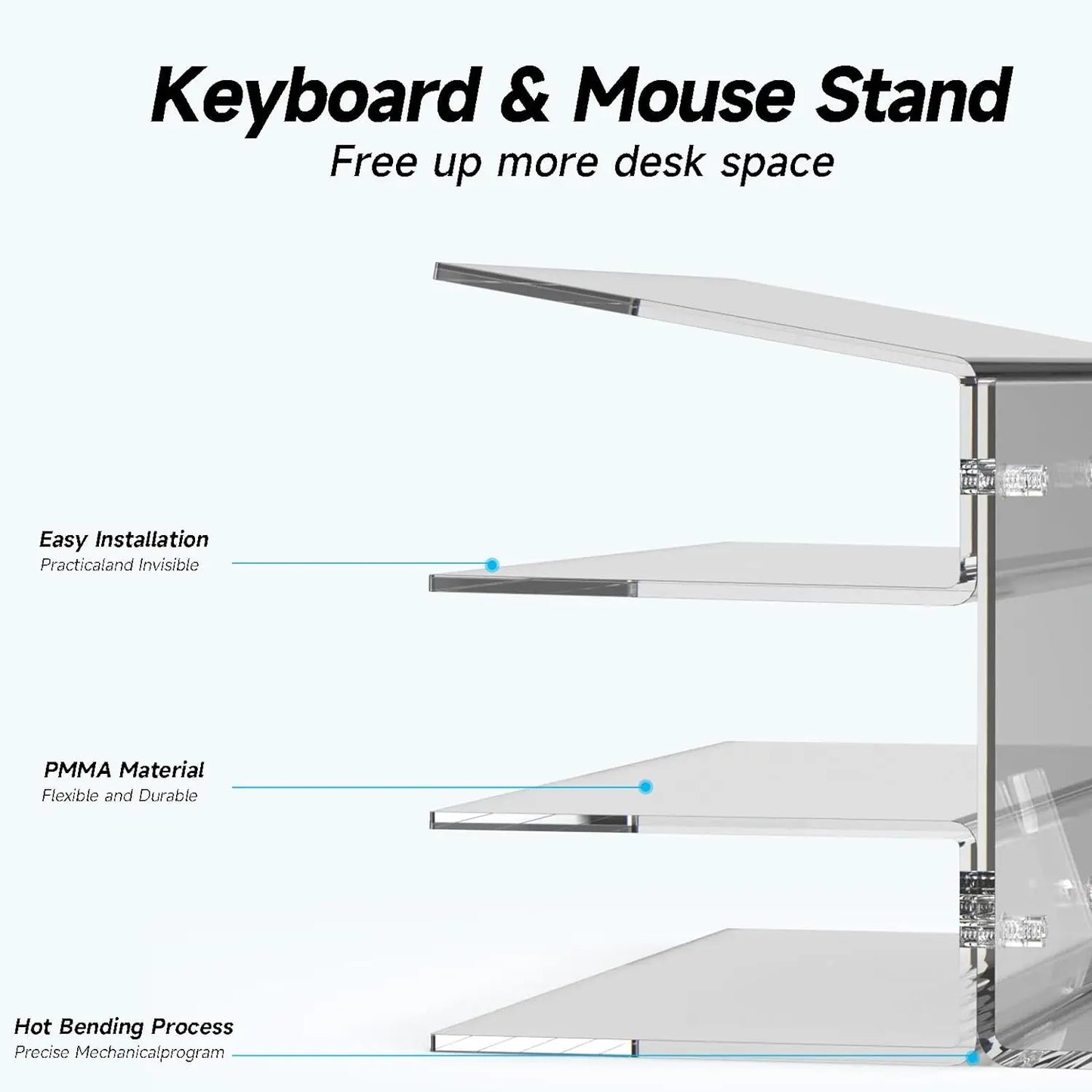 3-Tier Display Stand Desktop Organizer 3 Layers Transparent PMMA Acrylic Plate Frame Mice Holder Gaming Keyboard Mouse Storage