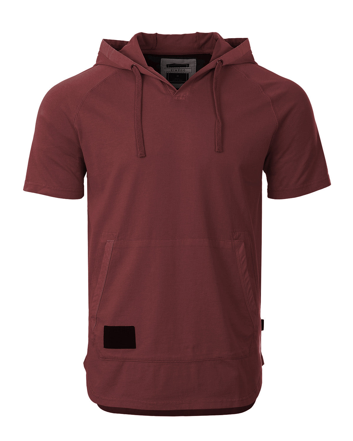 ZIMEGO Pigment Dyed Hooded Shirt Short Sleeve v Neck Raglan Henley Style Hoodie