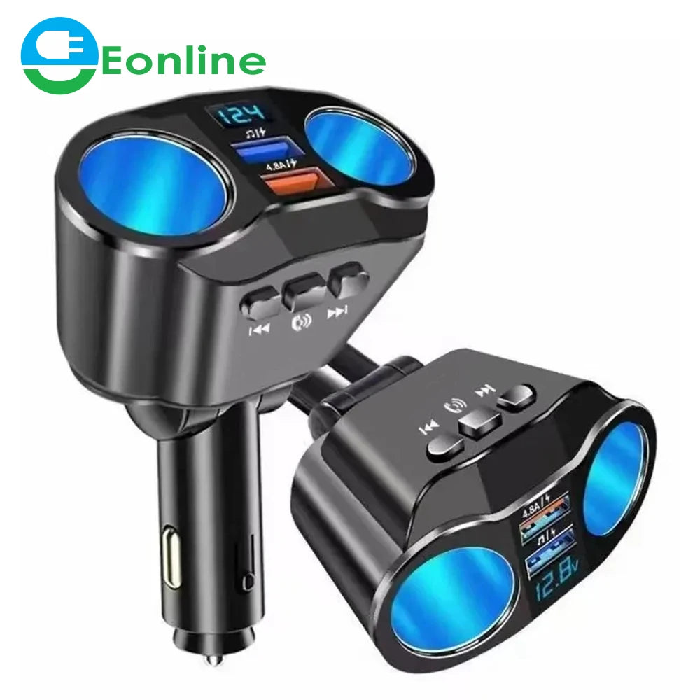 EONLINE 3D 66W Fast Charger QC3.0+2.4A Charger Socket Cigarette Lighter Dual USB PD Car Cigarette Lighter Socket