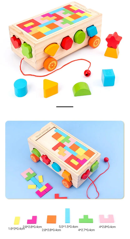 New Design Hot Sale Baby Educational Digital Matching Game Wooden Number Puzzles Pull Cube Toys