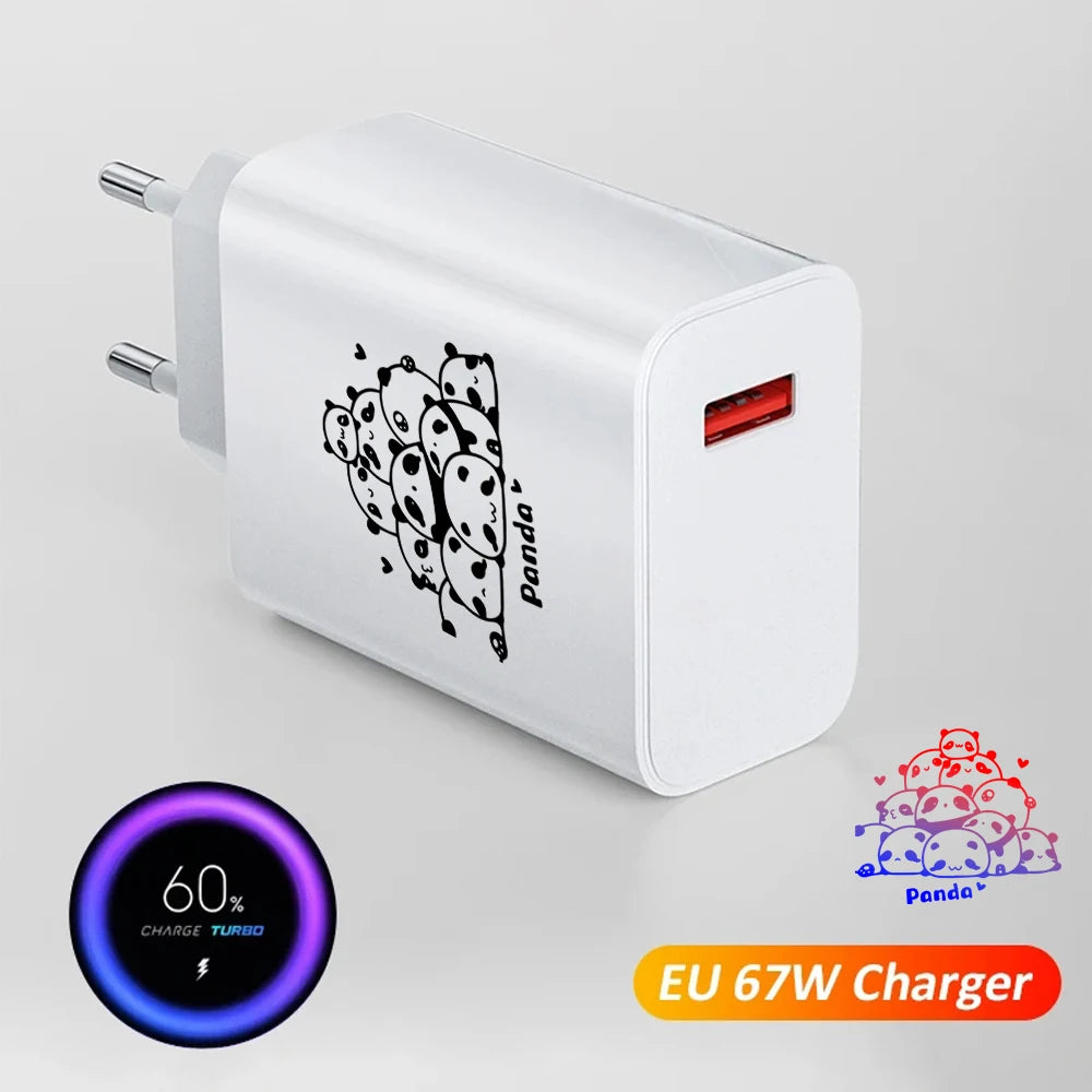 EONLINE 3D 67W Fast Charging USB C  Charge 3.0 PD USB Type C Fast Charge Adapter  With 10A Type C Cable Phone Accessories