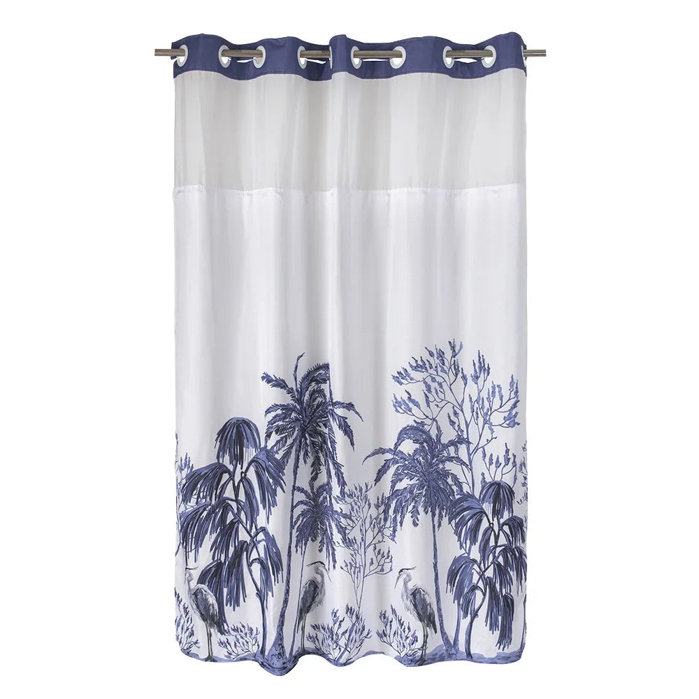 Uvan Wholesale Waterproof 100% Polyester 140gsm Fabric Digital Print Shower Curtain Bathroom With PP Hookless