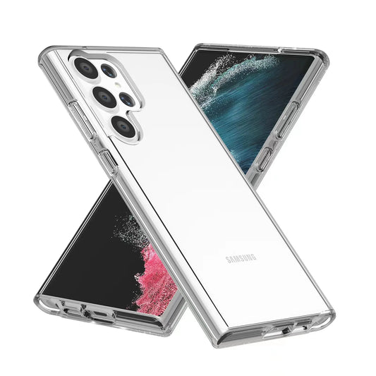 High Quality Unltra-Thin Shockproof TPU PC Transparent Cell Phone Case for Galaxy S23 Ultra Back Cover Camera Lens Protection