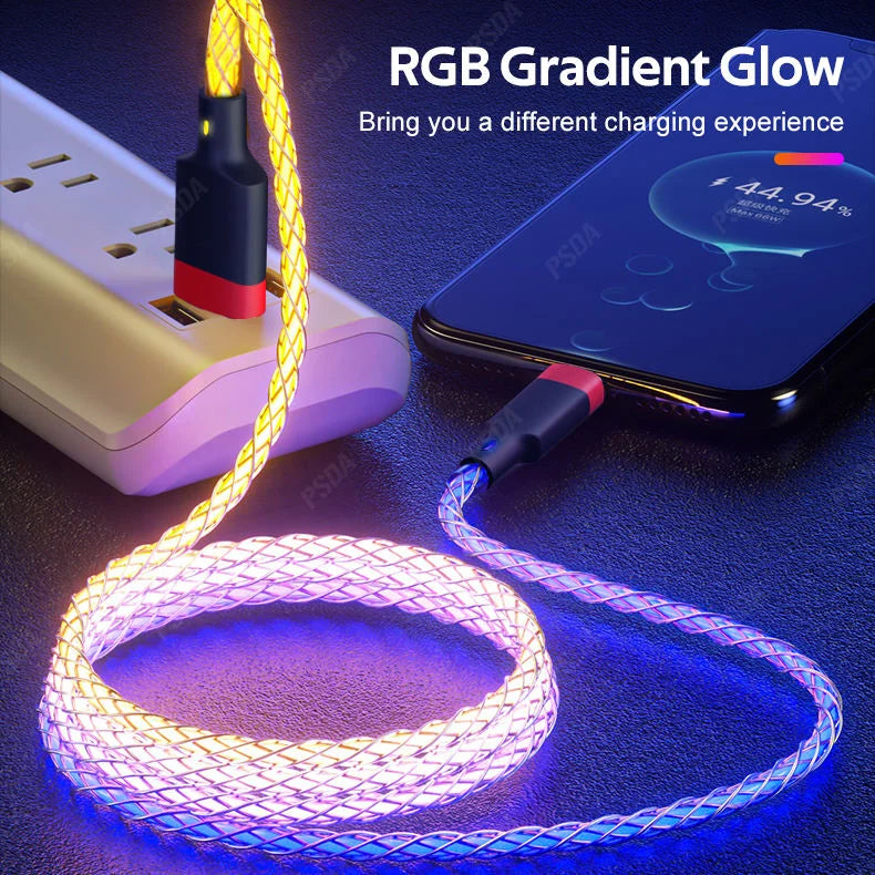 EONLINE RGB LED 6A USB Type C Cable Micro USB Fast Charging for Huawei Android Phone Charger for Xiaomi Samsung Oppo Vivo