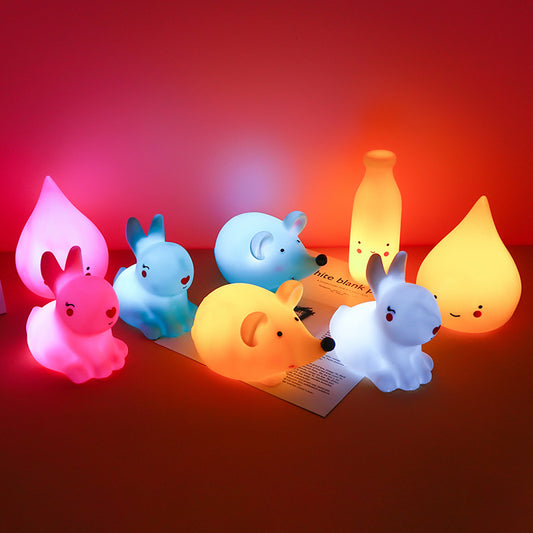 New Creative Night Light Toy Cartoon Vinyl Net Red Glowing Toy Rabbit Night Light for Kids Baby Children