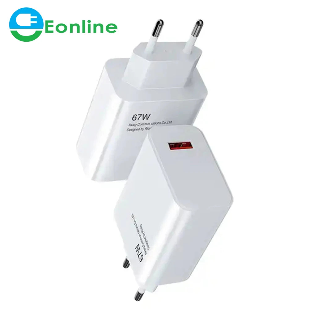 EONLINE 3D 67W Fast Charging USB C  Charge 3.0 PD USB Type C Fast Charge Adapter  With 10A Type C Cable Phone Accessories
