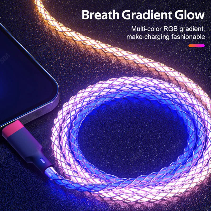 EONLINE RGB LED 6A USB Type C Cable Micro USB Fast Charging for Huawei Android Phone Charger for Xiaomi Samsung Oppo Vivo