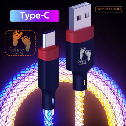 EONLINE RGB LED 6A USB Type C Cable Micro USB Fast Charging for Huawei Android Phone Charger for Xiaomi Samsung Oppo Vivo
