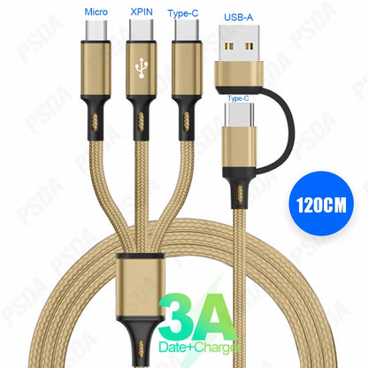 Eonline 3D 4FT 6 in 1 Charging Cable Multi Charger Cable Nylon Braided Multi Fast Charging Cord USB a/C to Phone USB C/Micro USB