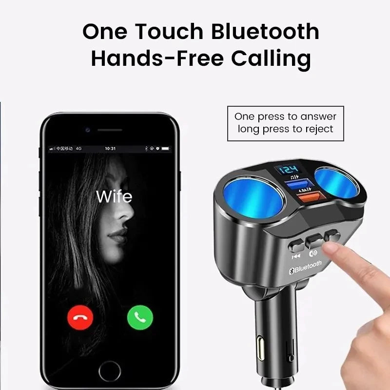 EONLINE 3D 66W Fast Charger QC3.0+2.4A Charger Socket Cigarette Lighter Dual USB PD Car Cigarette Lighter Socket