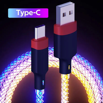 EONLINE RGB LED 6A USB Type C Cable Micro USB Fast Charging for Huawei Android Phone Charger for Xiaomi Samsung Oppo Vivo