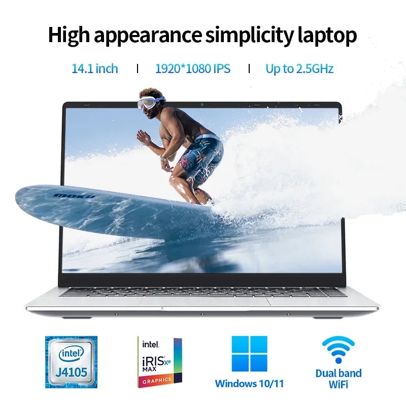 QERE S14 Portable Laptops Computer 14.1 Inch 6GB 512GB 1TB 2TB IPS Intel Game SSD Win Dows 10 11 Notebook Business Laptop