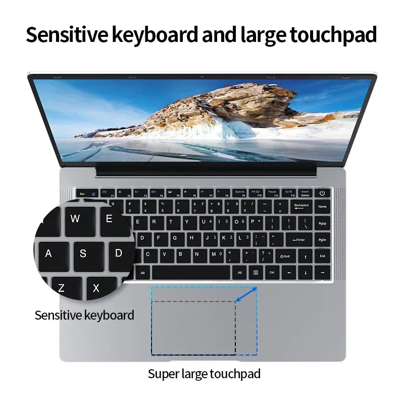 QERE S14 Portable Laptops Computer 14.1 Inch 6GB 512GB 1TB 2TB IPS Intel Game SSD Win Dows 10 11 Notebook Business Laptop