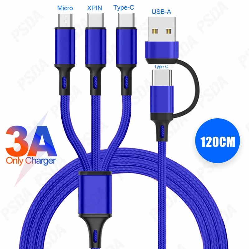 Eonline 3D 4FT 6 in 1 Charging Cable Multi Charger Cable Nylon Braided Multi Fast Charging Cord USB a/C to Phone USB C/Micro USB