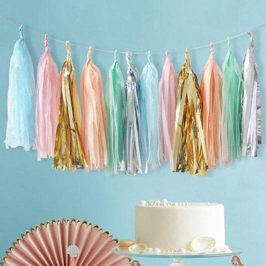 Ready to Ship Christmas Party Colorful Paper Tassel Garland Decoration Supplies