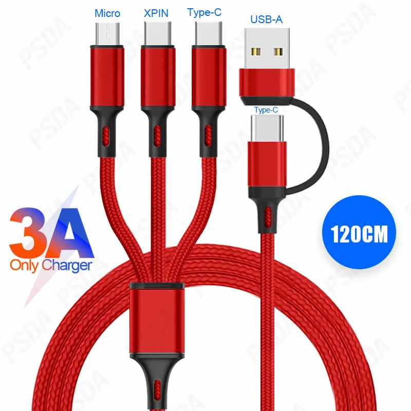 Eonline 3D 4FT 6 in 1 Charging Cable Multi Charger Cable Nylon Braided Multi Fast Charging Cord USB a/C to Phone USB C/Micro USB