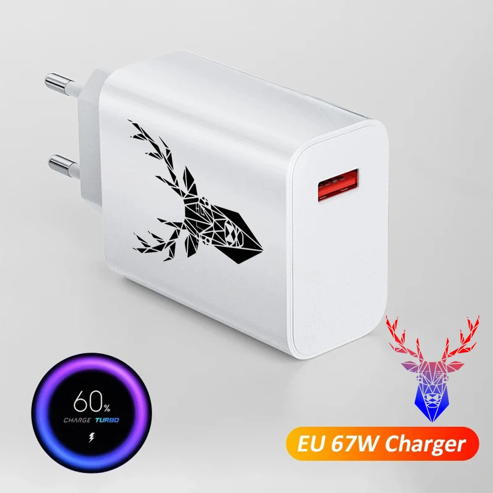 EONLINE 3D 67W Fast Charging USB C  Charge 3.0 PD USB Type C Fast Charge Adapter  With 10A Type C Cable Phone Accessories