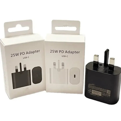 Travel Adapter PD 25W Super Fast Charging USB C Wall Plug Charger PD 25W Fast Wall Charger UK Plug for Samsung Adaptor