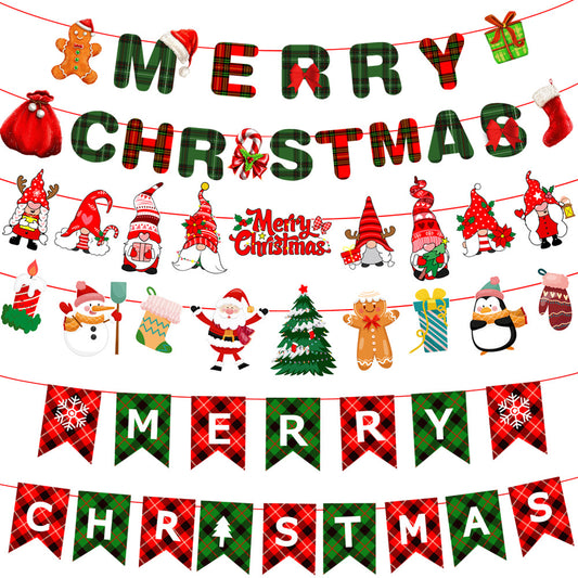 2023  Hot Selling Christmas Decorations Supplies Party Decoration Sublimation Custom Paper Banner  Festival Bunting Flag