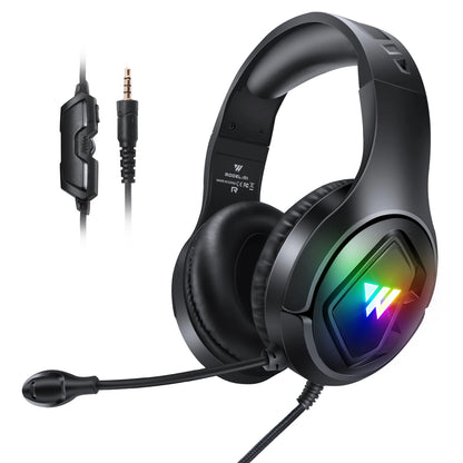 For Computer Gamer Gaming Headset Custom Over Ear Wired 3.5mm USB Wire RGB Light Gaming Headphone for PC With MIC