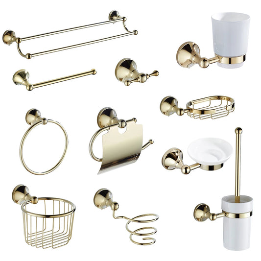 Bathroom Gold Accessories Set Wall Mounted Brass Bathroom Products