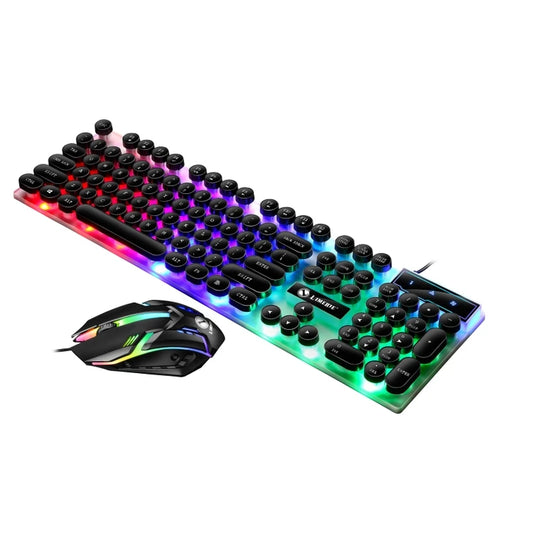 Wired and  Pad Led Gaming Keyboard With Mouse Set White