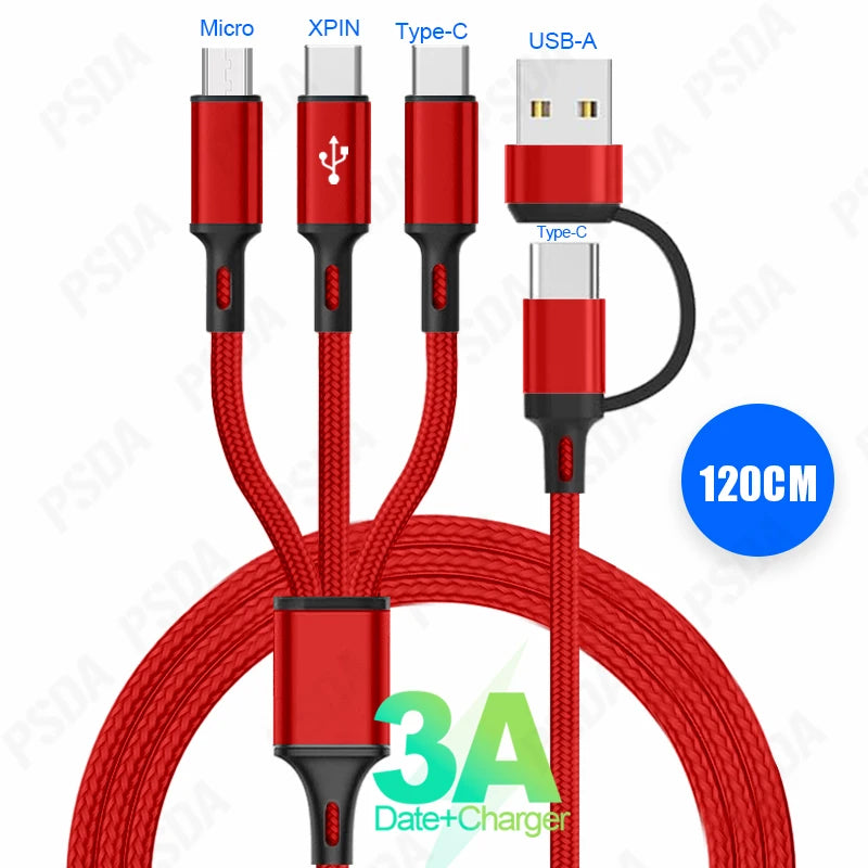 Eonline 3D 4FT 6 in 1 Charging Cable Multi Charger Cable Nylon Braided Multi Fast Charging Cord USB a/C to Phone USB C/Micro USB