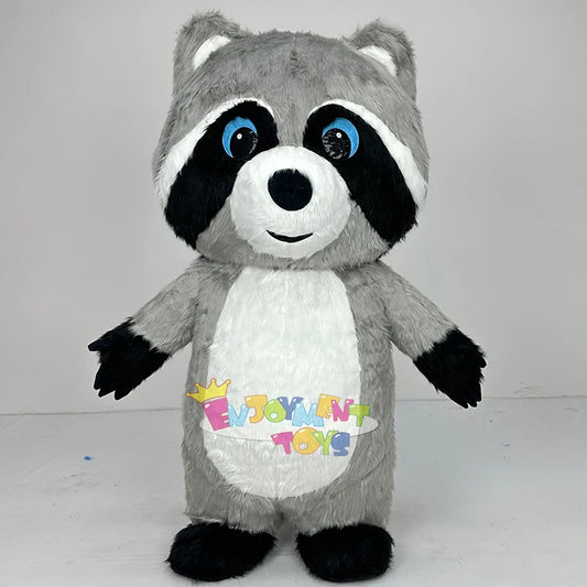 Enjoyment CE New Style Inflatable Custom Inflatable Gray Raccoon Mascot Costume Full Body White Head Furry Suit for Party