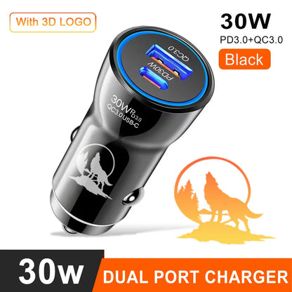 Eonline 48W Phone Car Charger Type C+USB Dual Fast Charging PD 30W+USB QC3.0 18W MAX for Car Lighter Slot Truck Universal Adapte