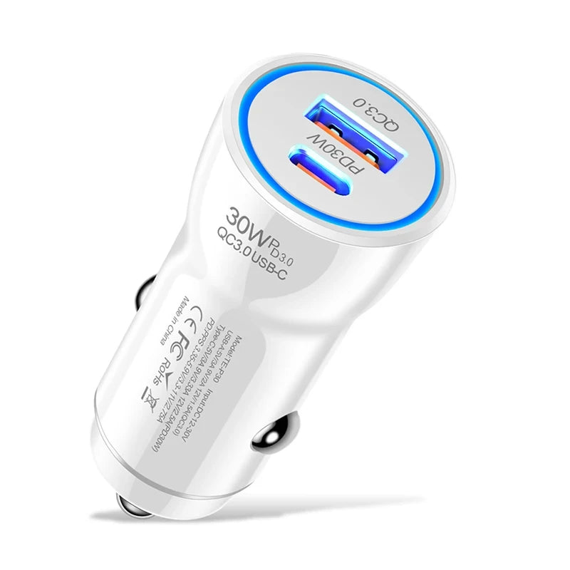 Eonline 48W Phone Car Charger Type C+USB Dual Fast Charging PD 30W+USB QC3.0 18W MAX for Car Lighter Slot Truck Universal Adapte