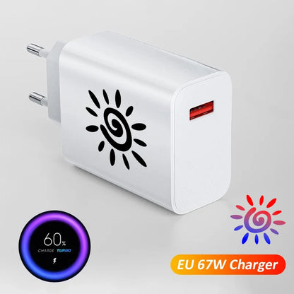 EONLINE 3D 67W Fast Charging USB C  Charge 3.0 PD USB Type C Fast Charge Adapter  With 10A Type C Cable Phone Accessories