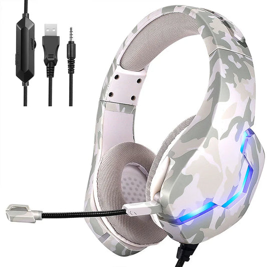 Camouflage Blue Headphone Game Headphone  Light  Mobile Phone Esports Computer Headphone Gaming Headset