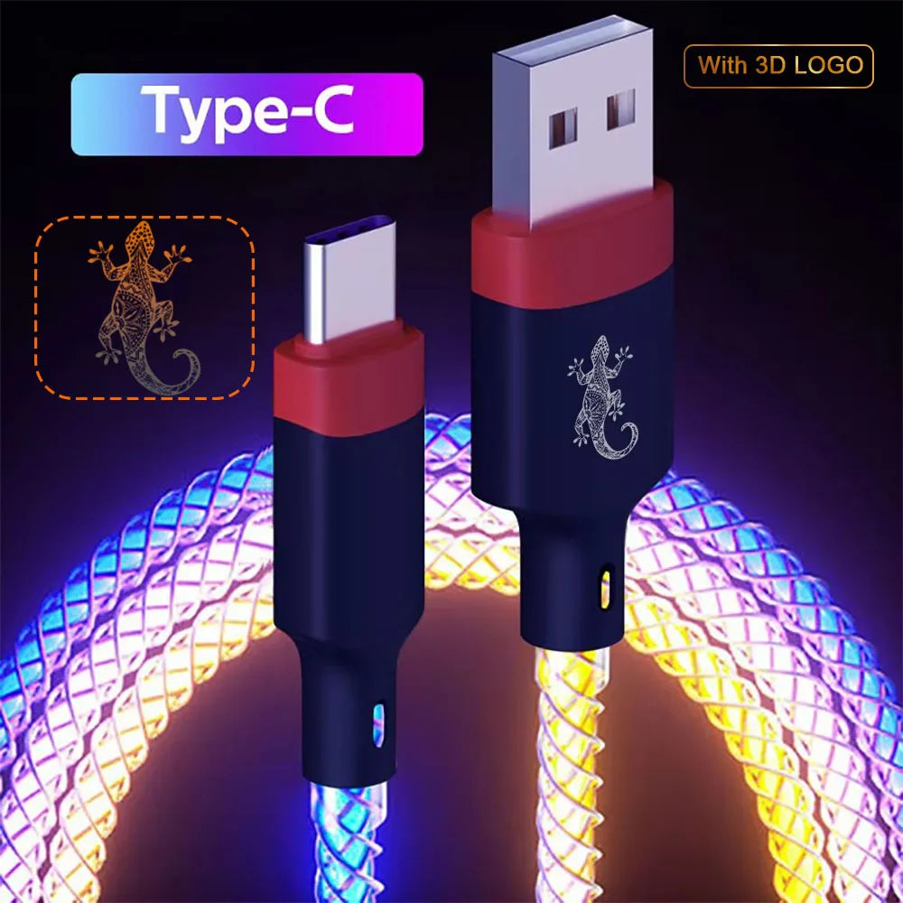 EONLINE RGB LED 6A USB Type C Cable Micro USB Fast Charging for Huawei Android Phone Charger for Xiaomi Samsung Oppo Vivo