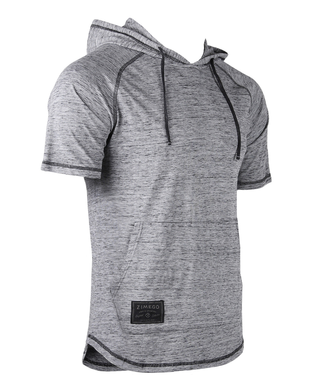 ZIMEGO Men's Short Sleeve Color Block Raglan Hoodie With Curved Hem