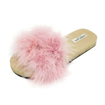 Pink Feather - Espadrille Flat Womens Slipper Slide